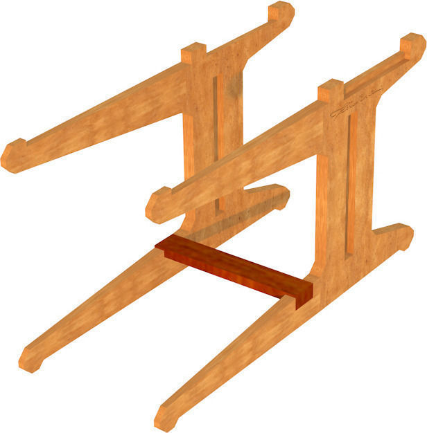 Wooden chess set Low-poly 3D model_11