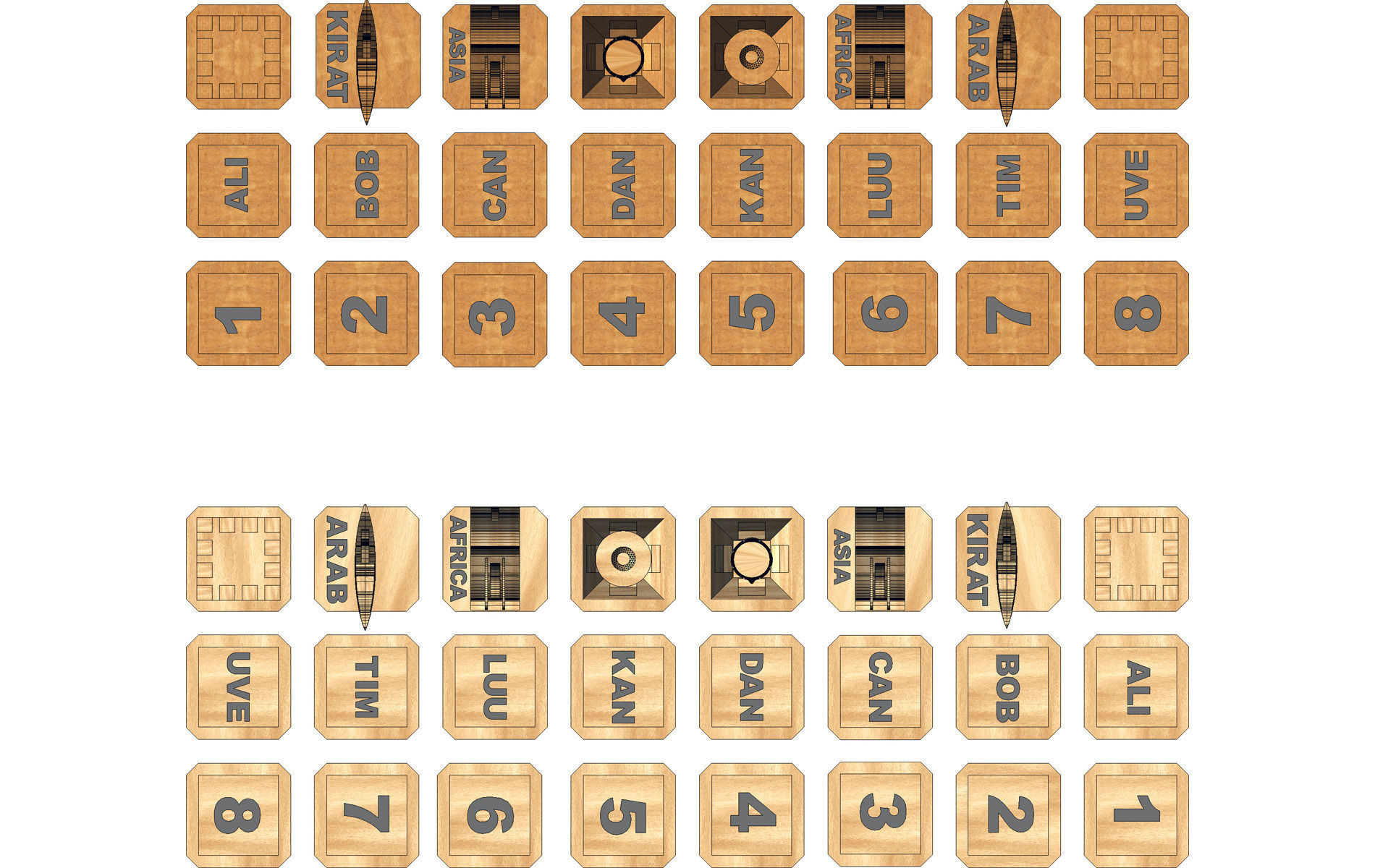 Wooden chess set Low-poly 3D model_9