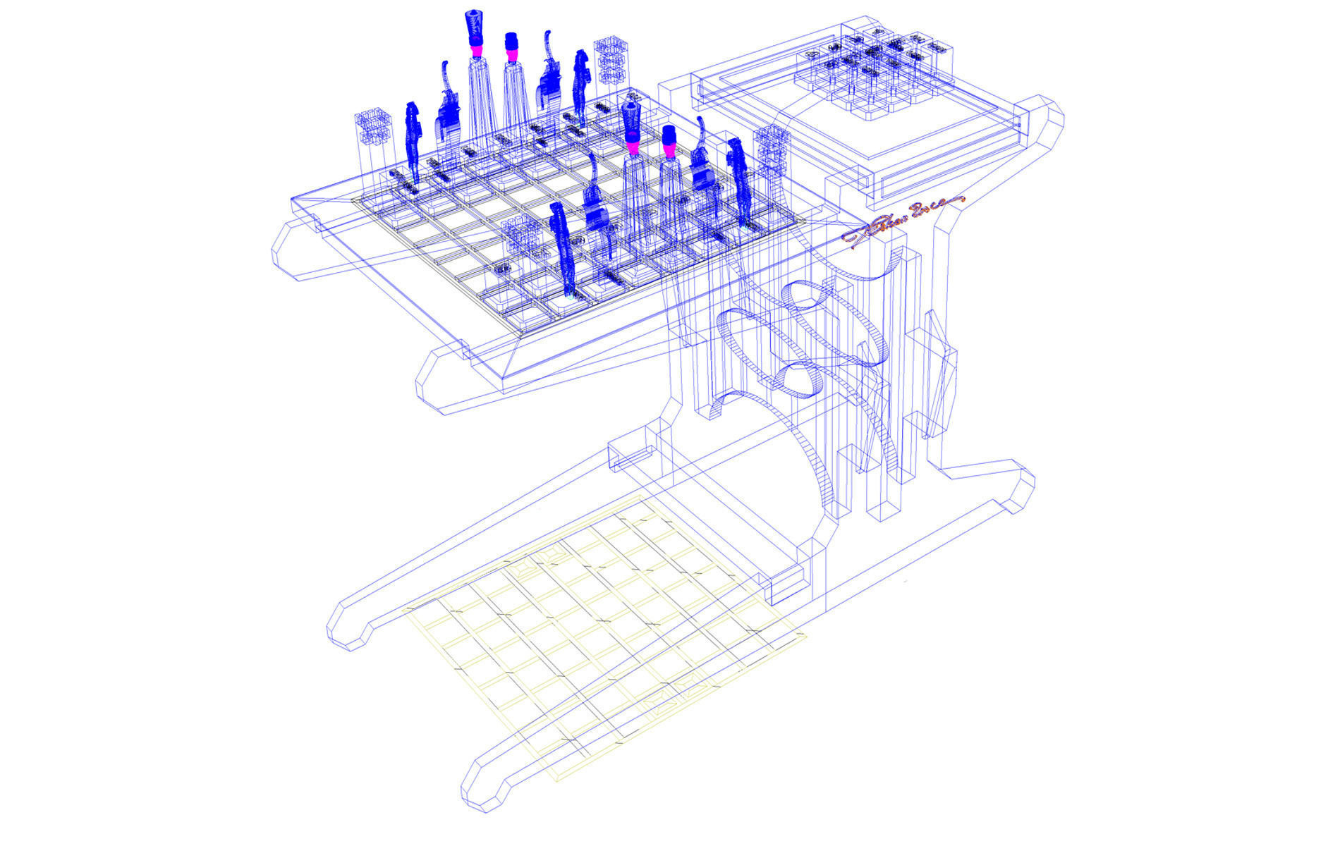 Wooden chess set Low-poly 3D model_5