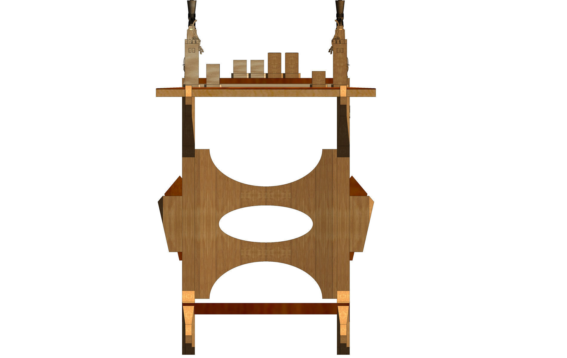 Wooden chess set Low-poly 3D model_6