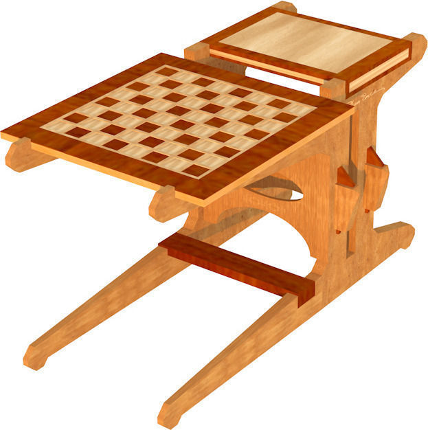 Wooden chess set Low-poly 3D model_15
