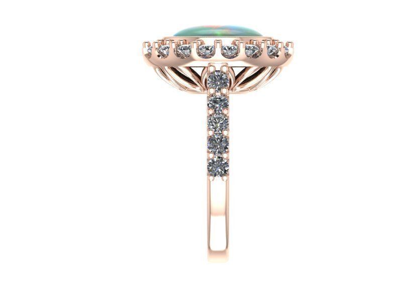 Rose gold opal and diamond ring Free 3D print model_1