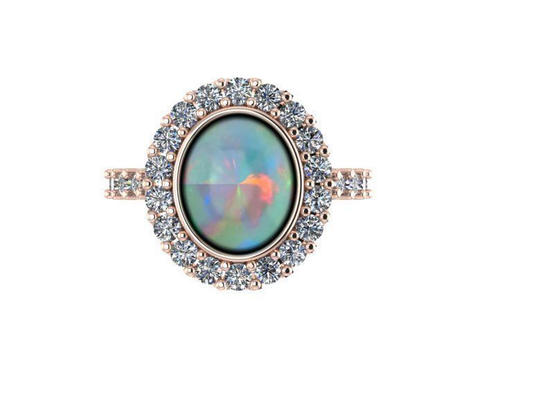 Rose gold opal and diamond ring Free 3D print model_3