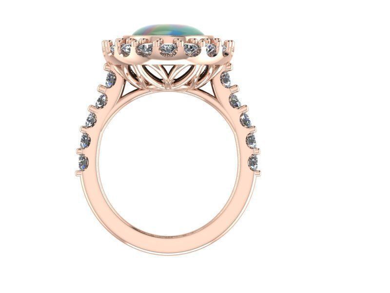Rose gold opal and diamond ring Free 3D print model_2