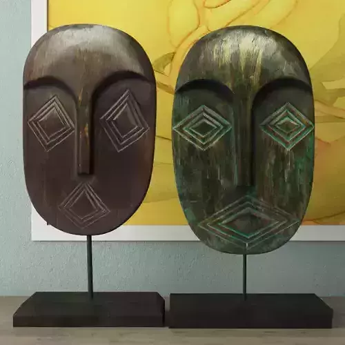 Albesia Wood Mask Decoration 3D model