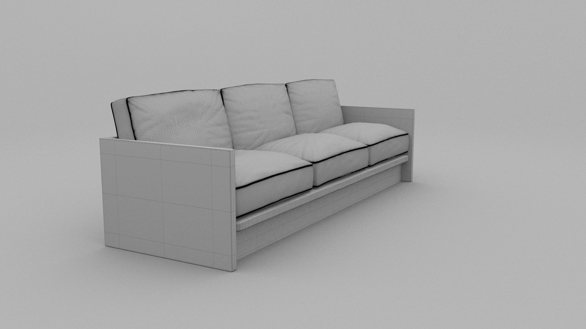 Plant Pattern Couch Low-poly 3D model_9