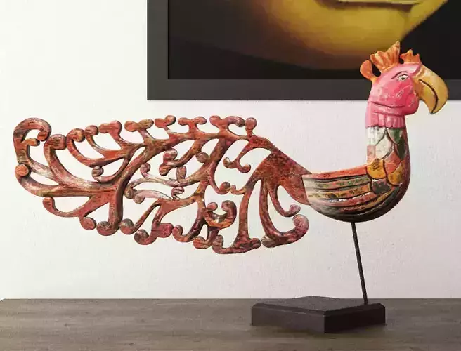 Bali Jackfruit Wood Bird On Stand 3D model
