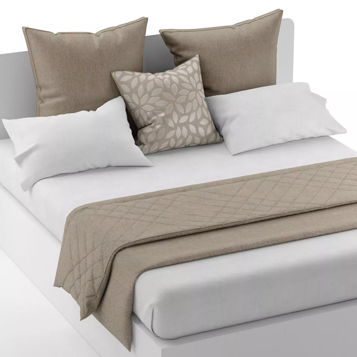 Bedclohtes bed with pillows and blankets 3D model