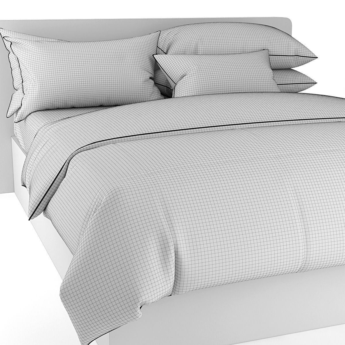 Bedclothes green  3D model_1