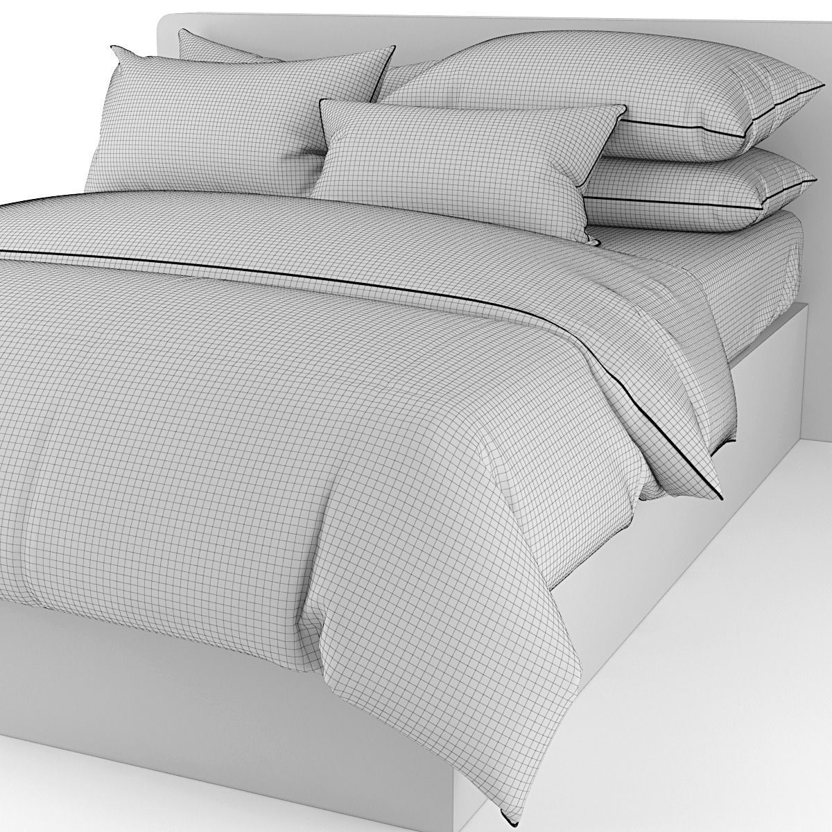 Bedclothes green  3D model_5