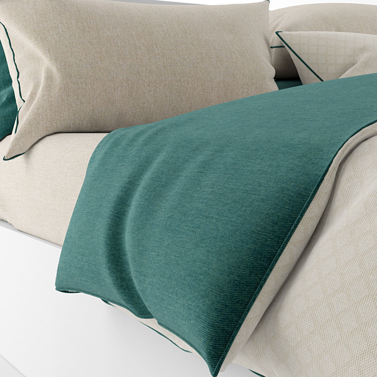 Bedclothes green  3D model_6