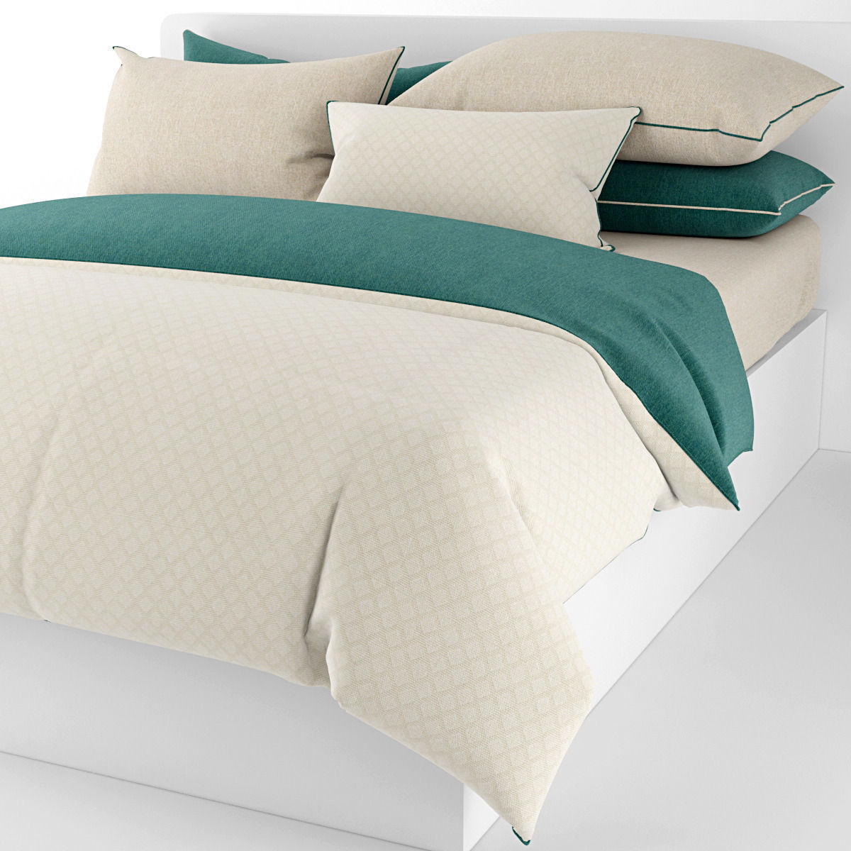 Bedclothes green  3D model_4