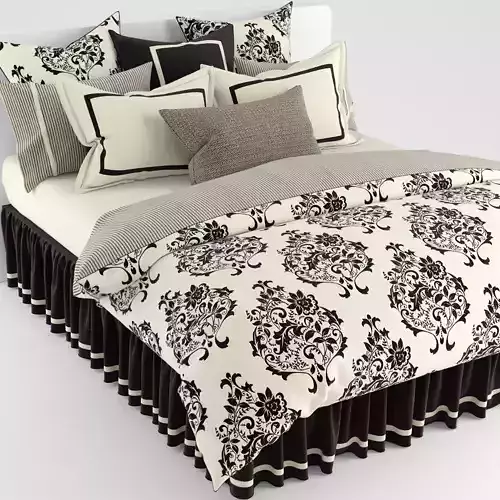 Bedclothes black and white 3D model