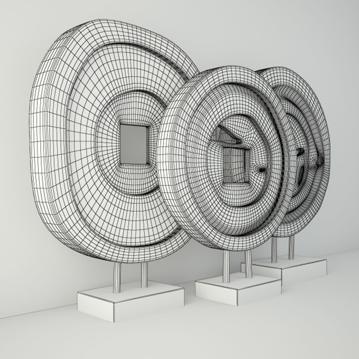 Suar Wood Table Top Decoration 3D model_3