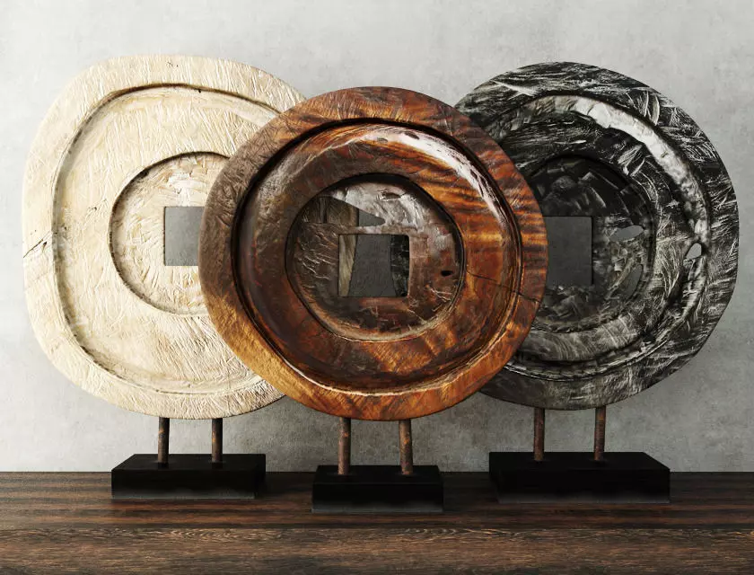 Suar Wood Table Top Decoration 3D model_0