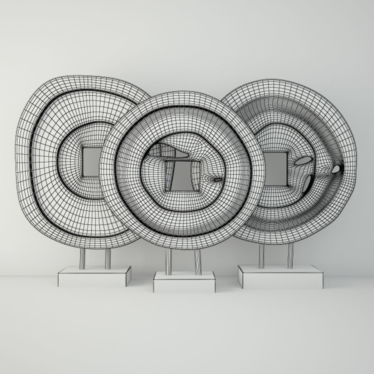 Suar Wood Table Top Decoration 3D model_1