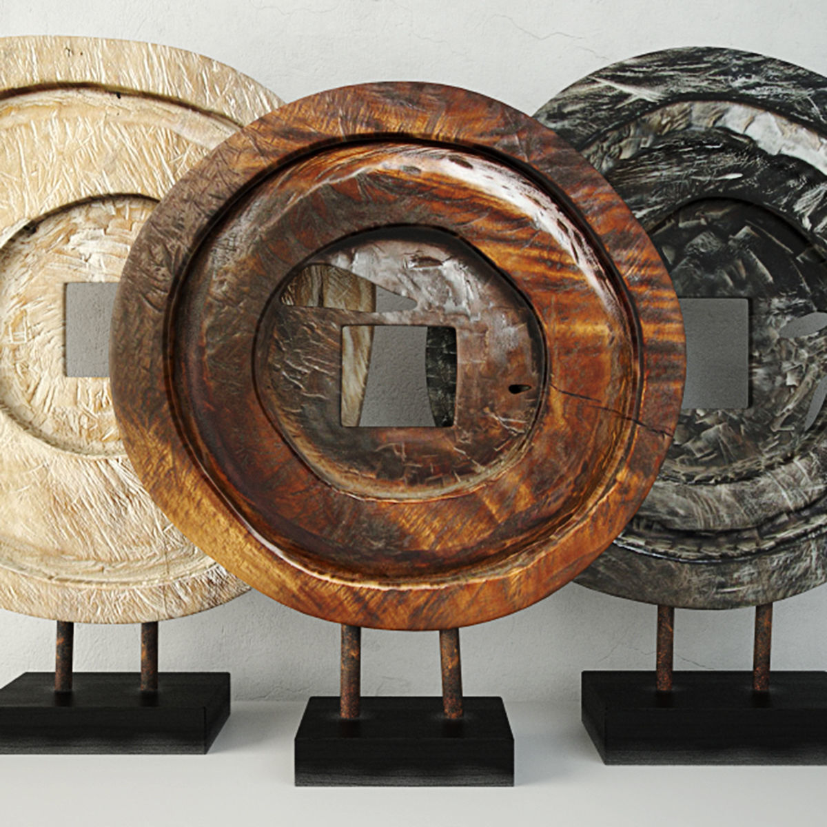 Suar Wood Table Top Decoration 3D model_4