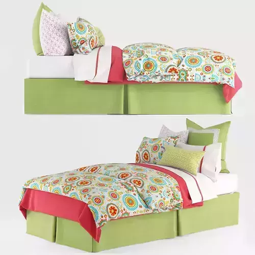 Bedclothes kids green 3D model