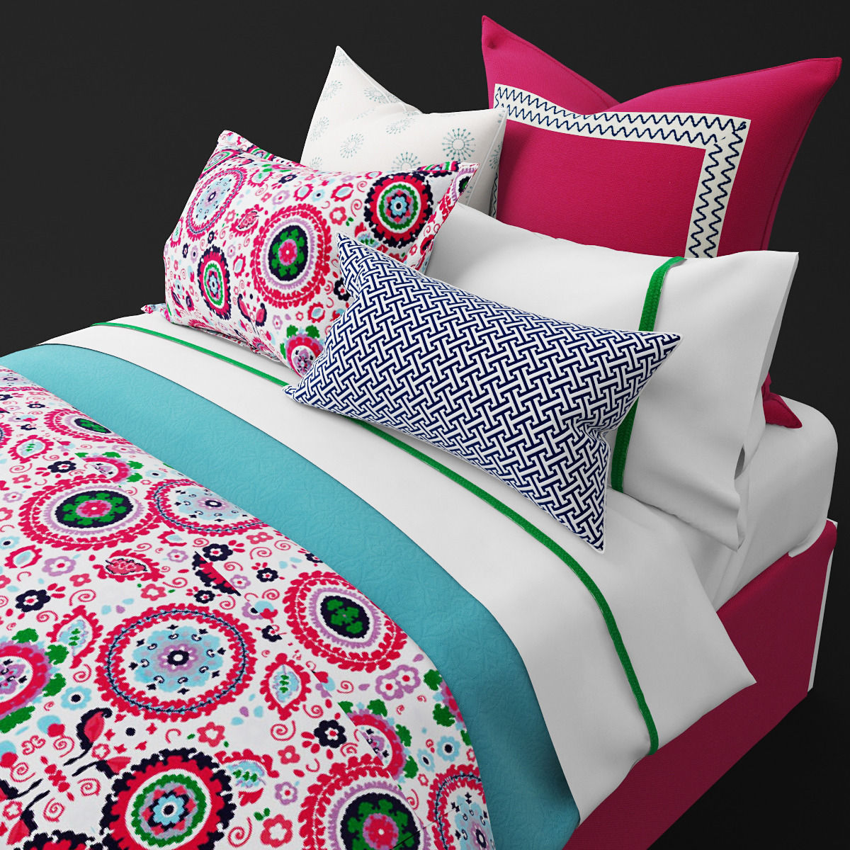 Bedclothes kids pink 3D model_4