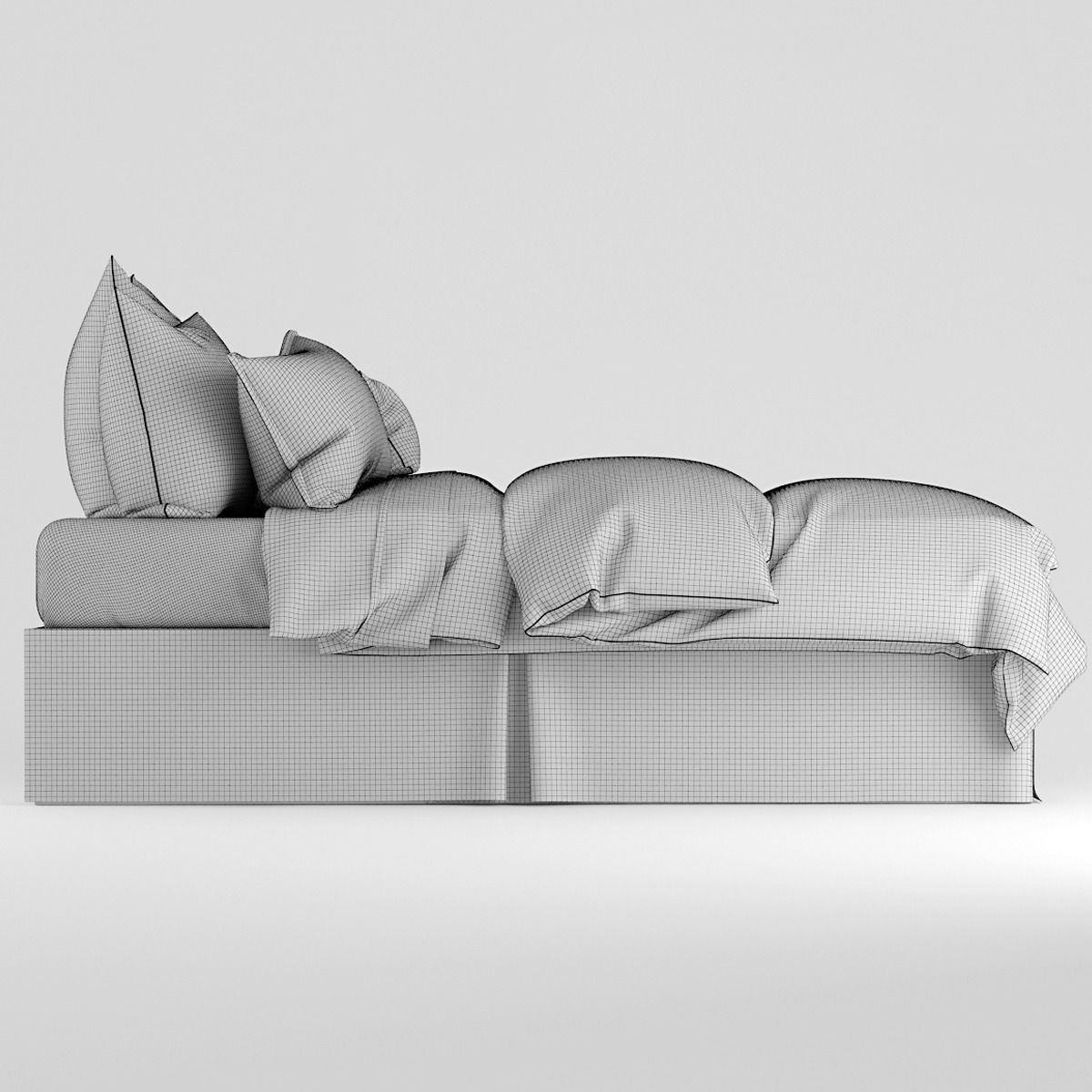 Bedclothes kids pink 3D model_1