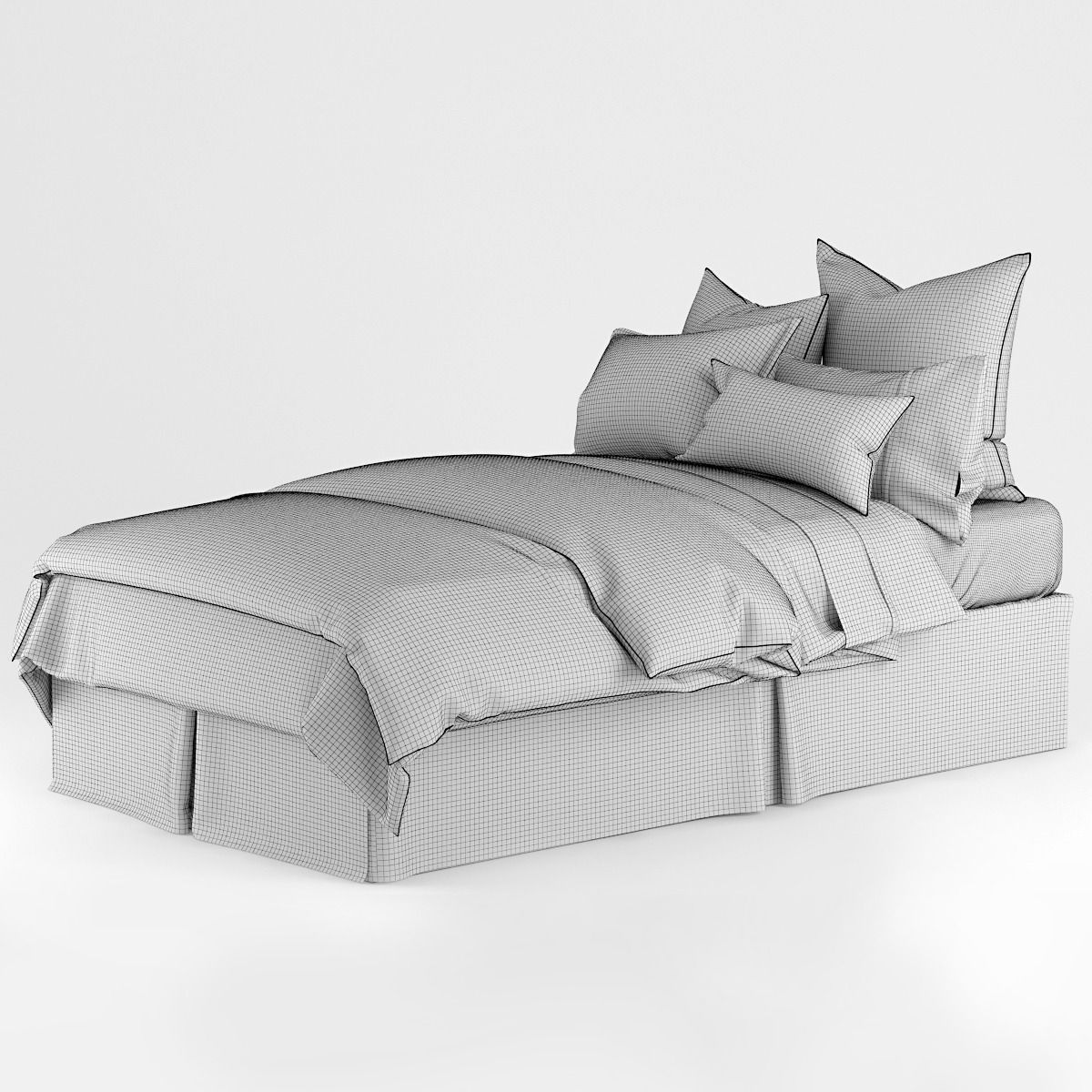 Bedclothes kids pink 3D model_3