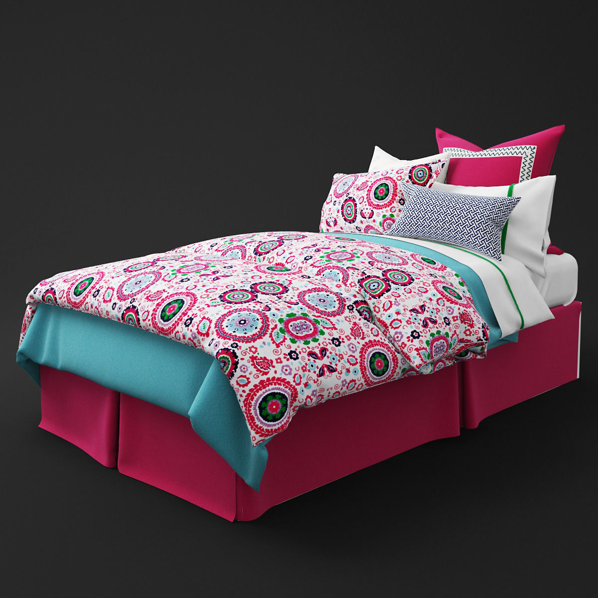 Bedclothes kids pink 3D model_2