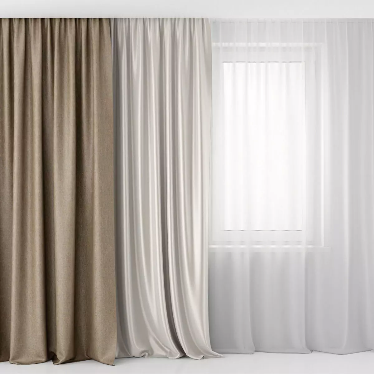 Curtains and tulle  3D model_0