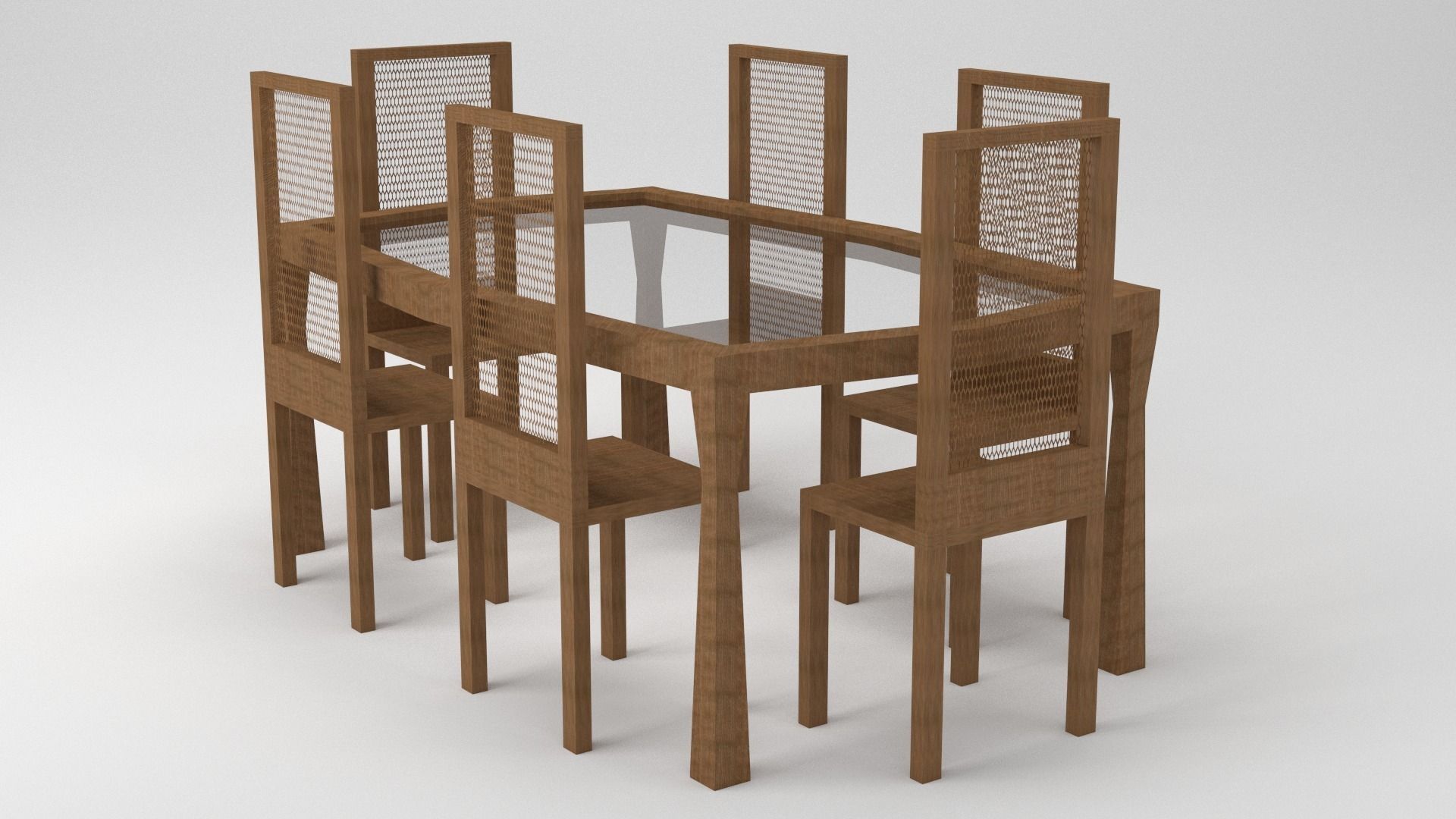 Dining Table with 6 chairs 3D model_0