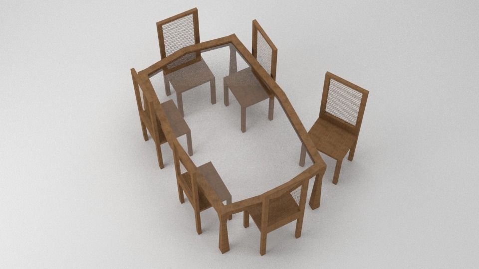 Dining Table with 6 chairs 3D model_3