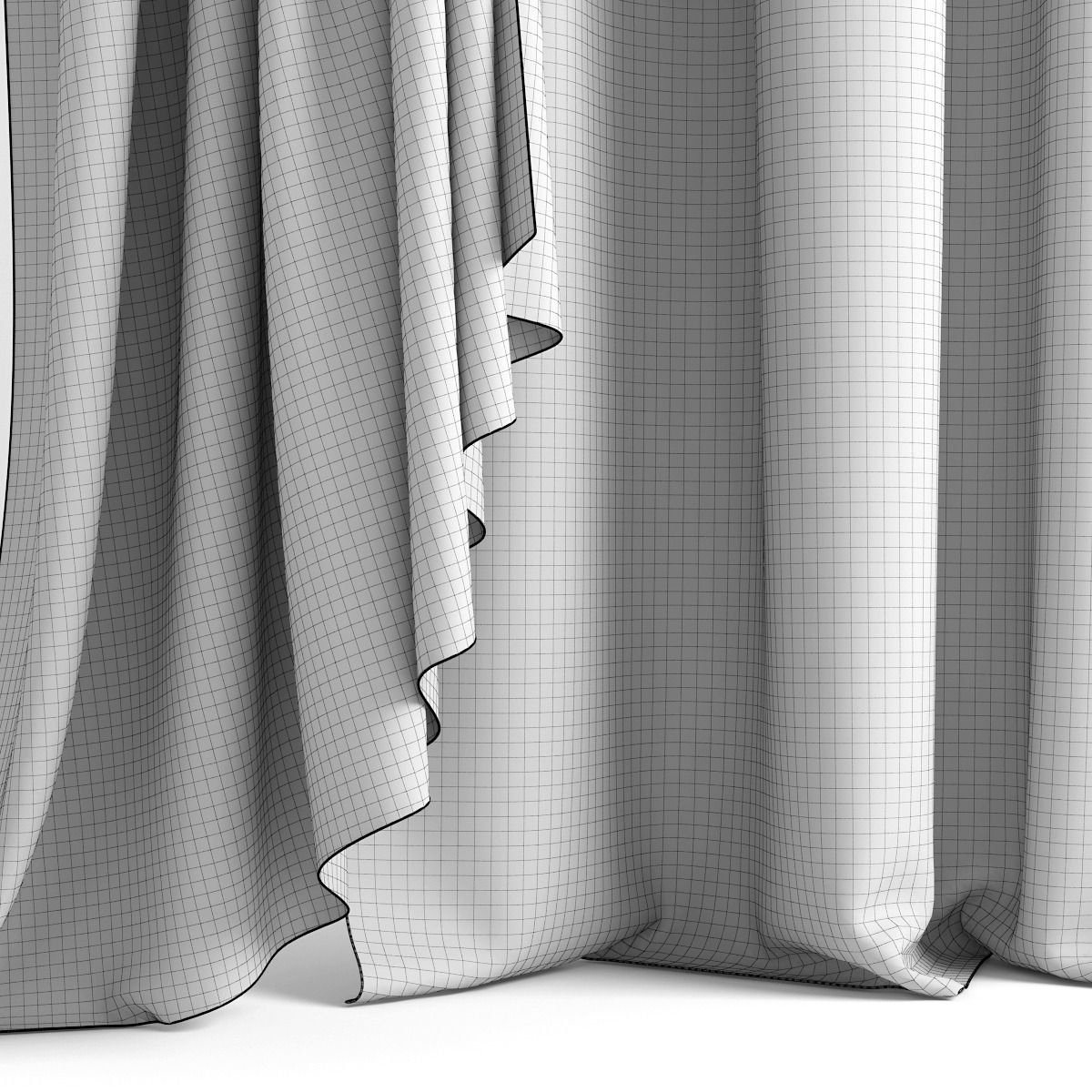 Curtains plaid 3D model_5