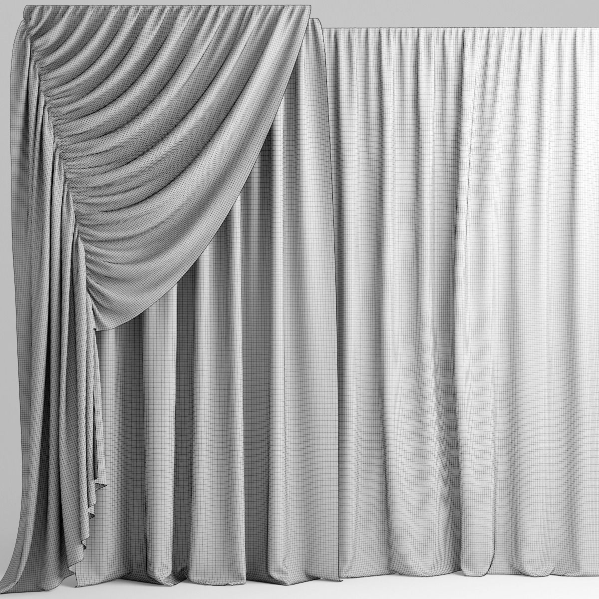 Curtains plaid 3D model_1