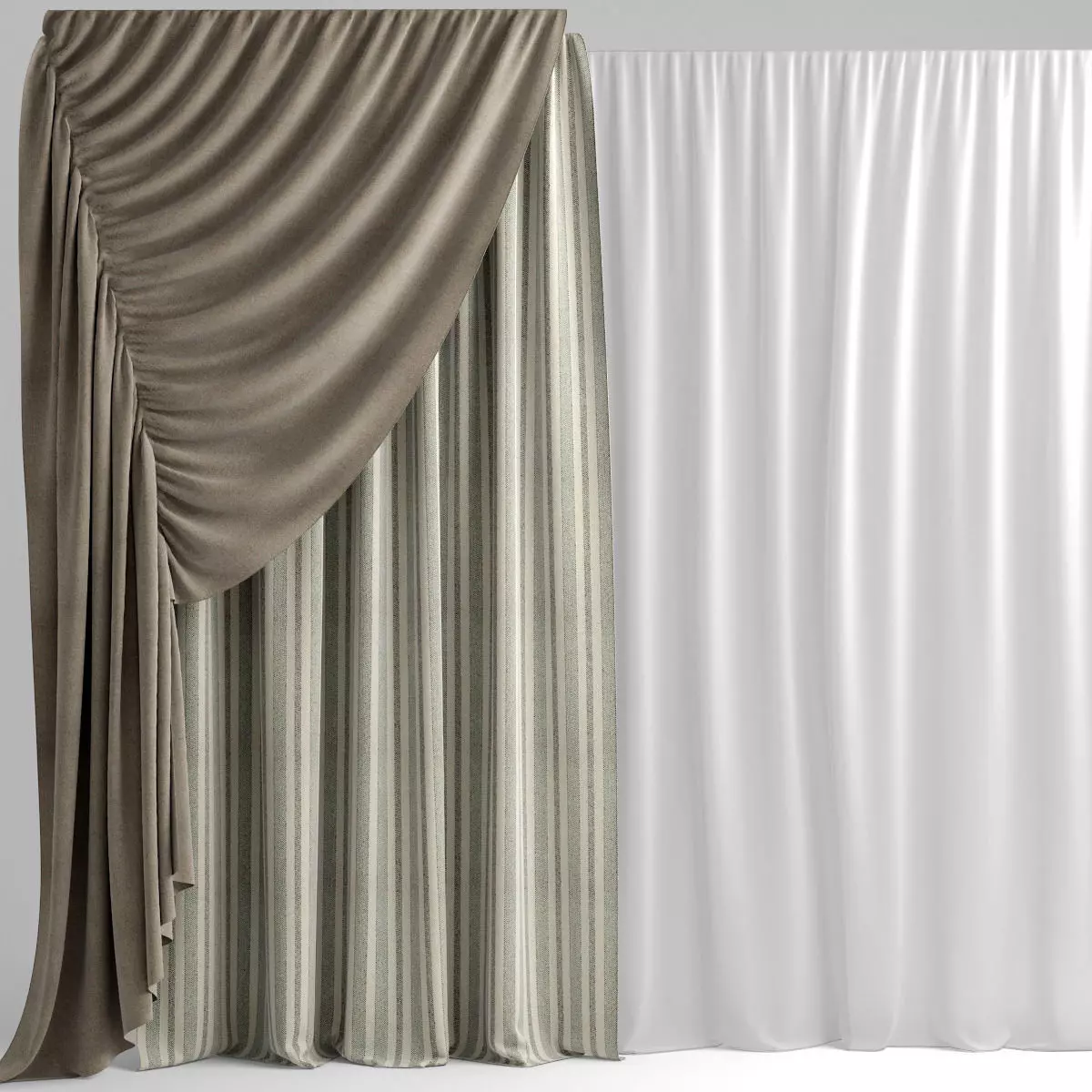 Curtains plaid 3D model_0