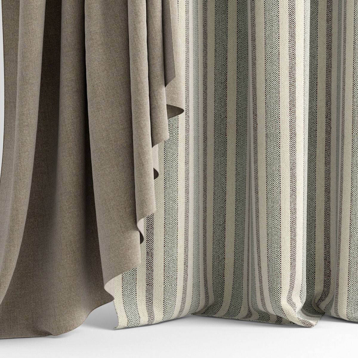 Curtains plaid 3D model_4