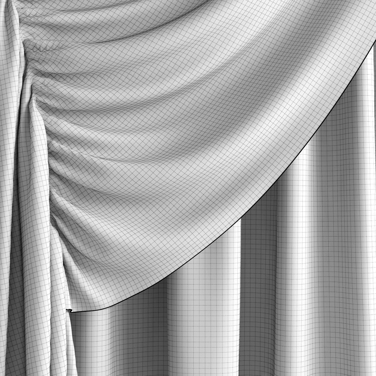 Curtains plaid 3D model_3