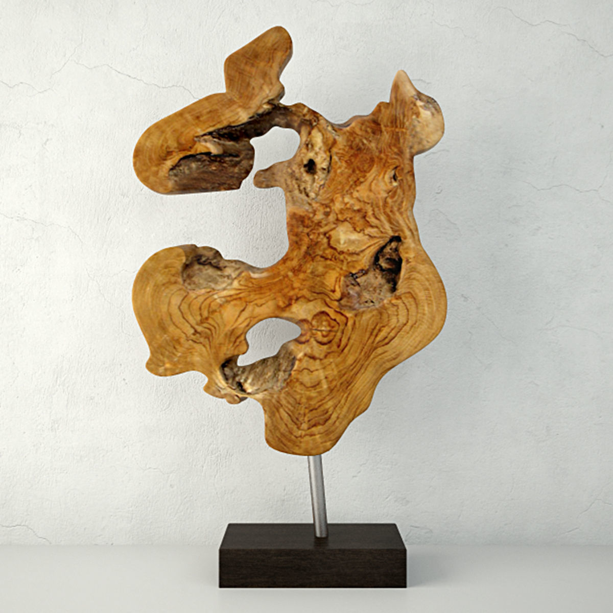 Teak Wood Table Top Decoration 3D model_3