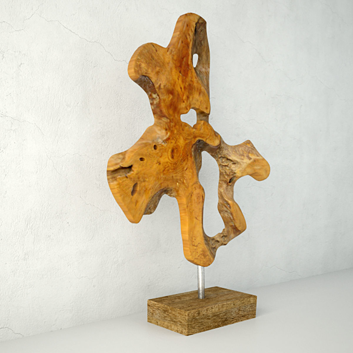 Teak Wood Table Top Decoration 3D model_3