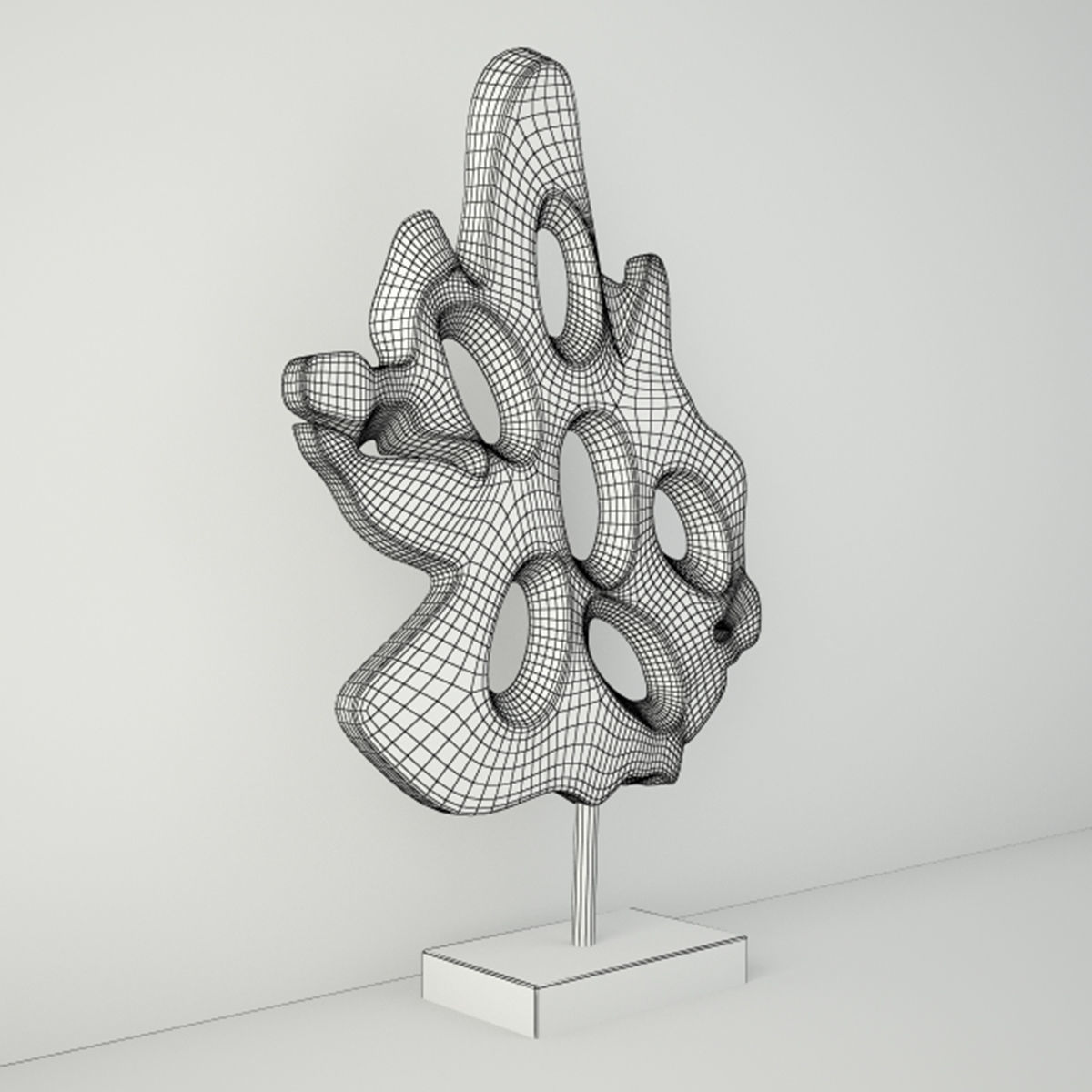 Teak Wood Table Top Decoration 3D model_2