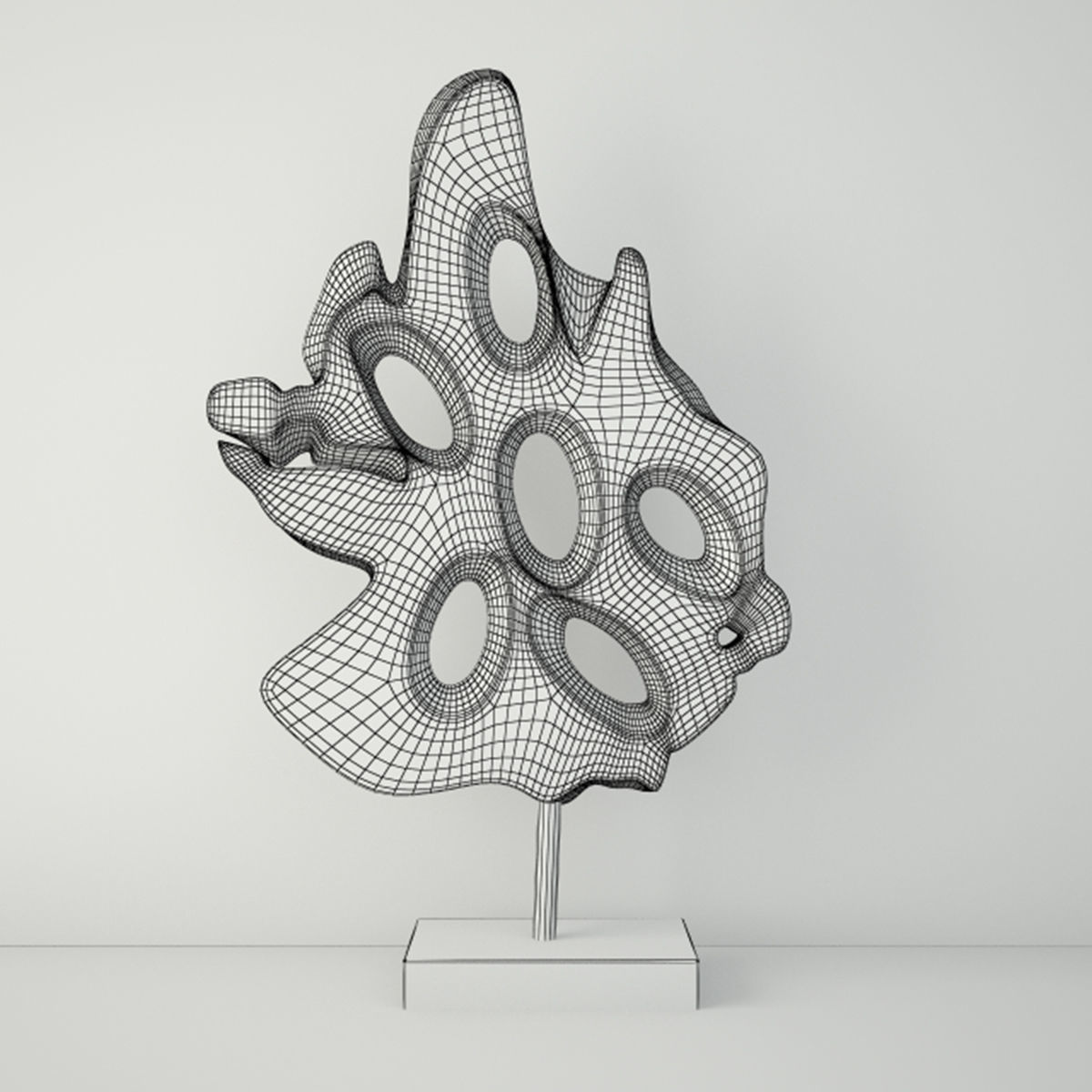 Teak Wood Table Top Decoration 3D model_4