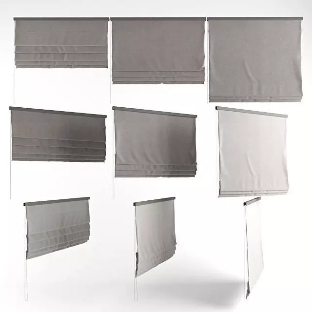 Roman blinds grey 3D model_0