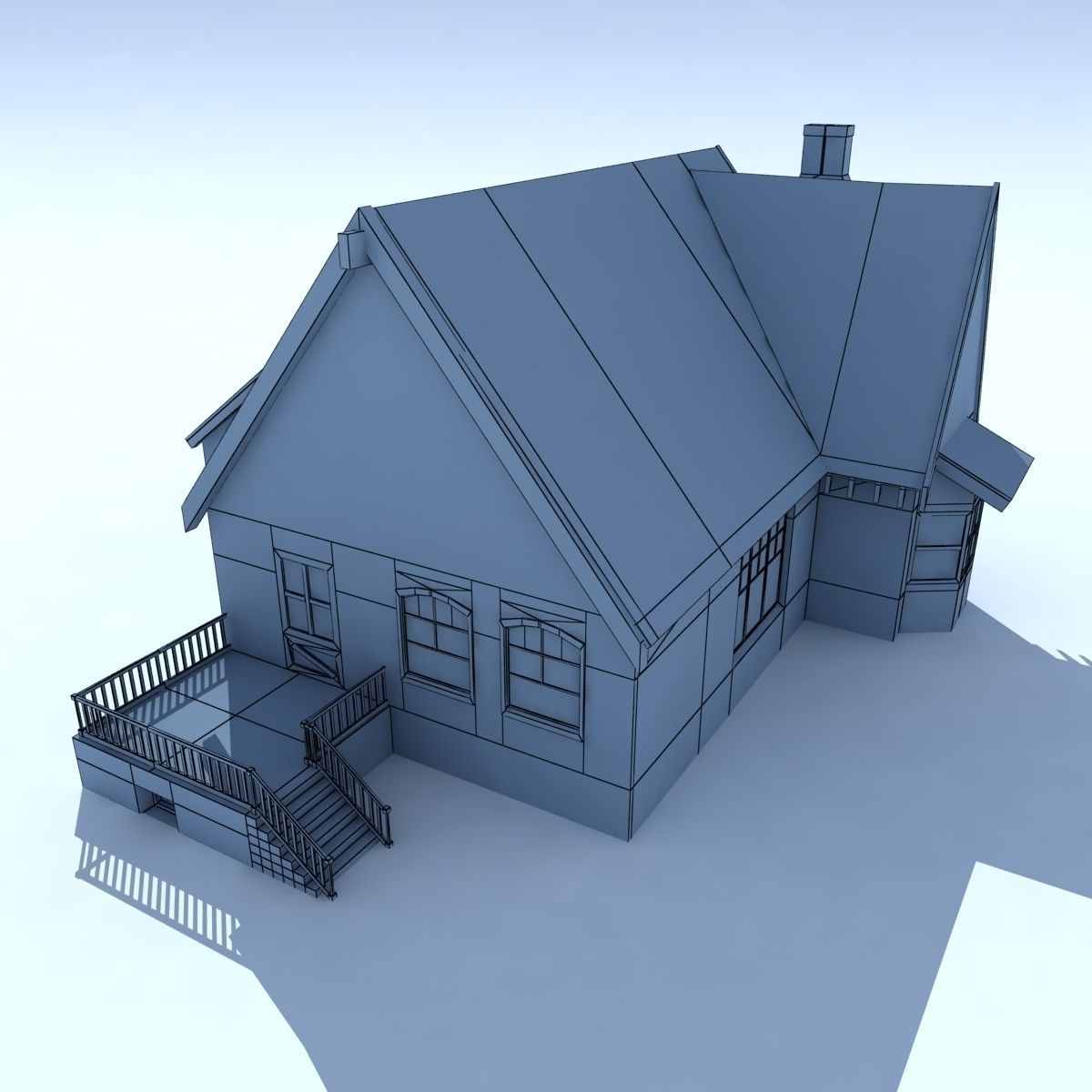 Country Low Poly House 2 Low-poly 3D model_8