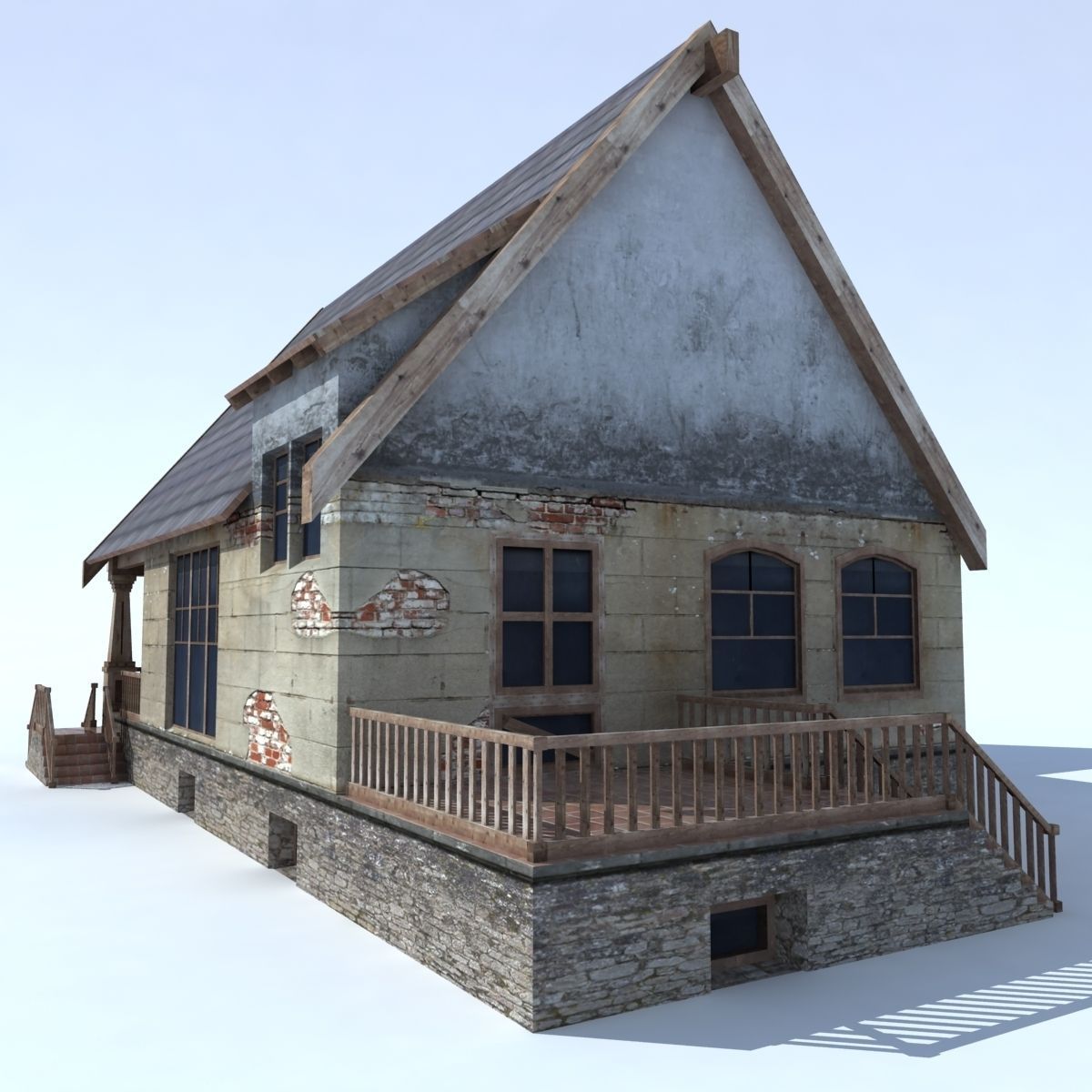 Country Low Poly House 2 Low-poly 3D model_5