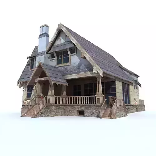 Country Low Poly House 2 Low-poly 3D model