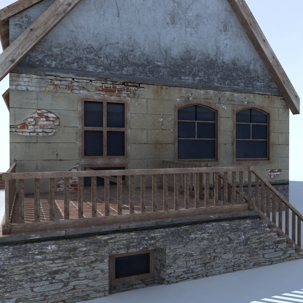 Country Low Poly House 2 Low-poly 3D model_7
