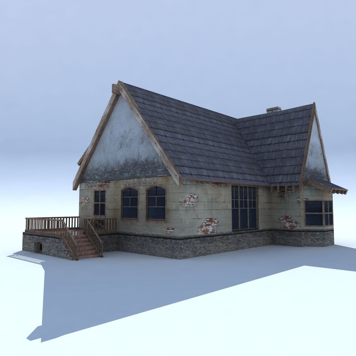 Country Low Poly House 2 Low-poly 3D model_3
