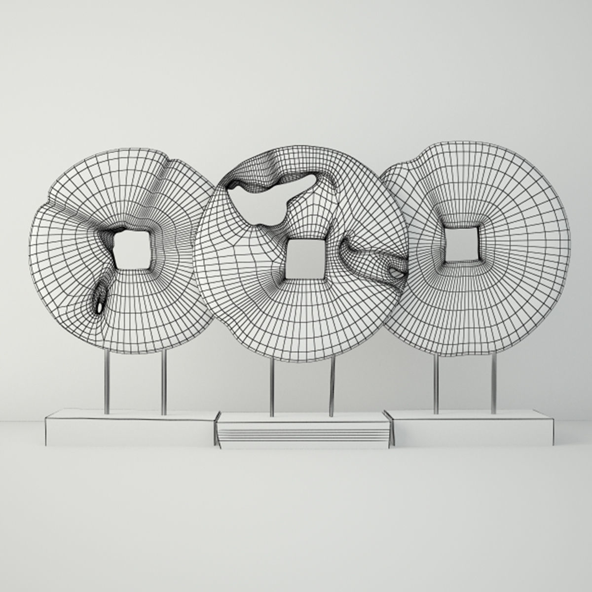 Teak Wood Table Top Decoration 3D model_2