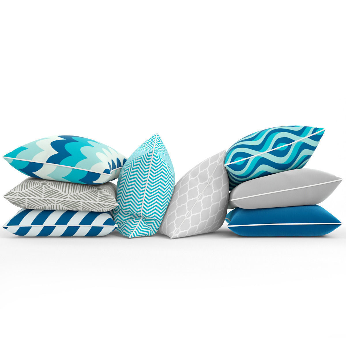 Pillows set throw 3D model_1