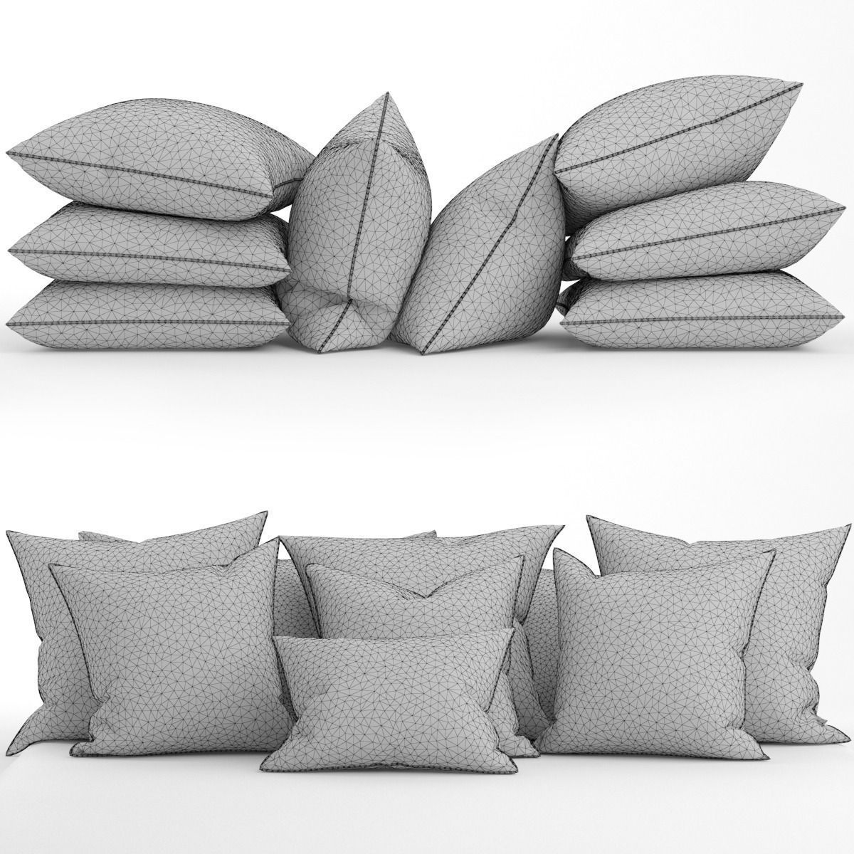 Pillows set throw 3D model_3