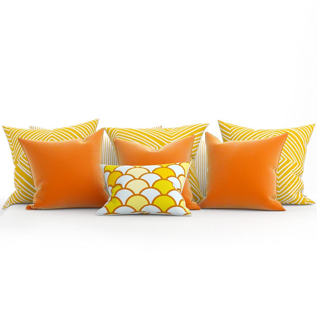Pillows set throw 3D model_2