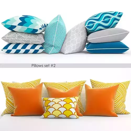 Pillows set throw 3D model