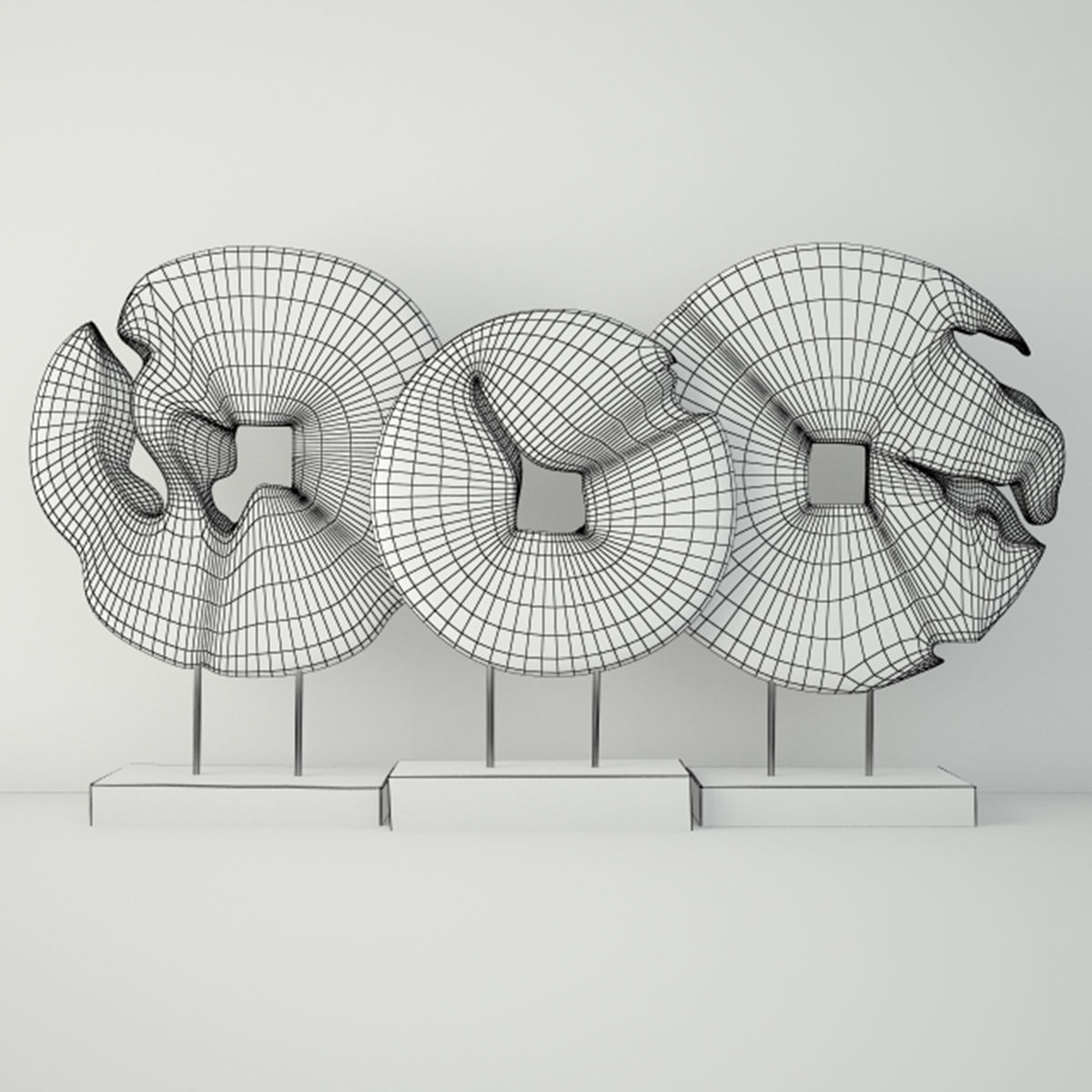 Teak Wood Table Top Decoration 3D model_2